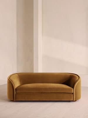 Conall Three Seater Sofa - Velvet - Mustard - Hover Image