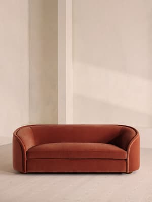 Conall Three Seater Sofa - Velvet - Rust - Hover Image