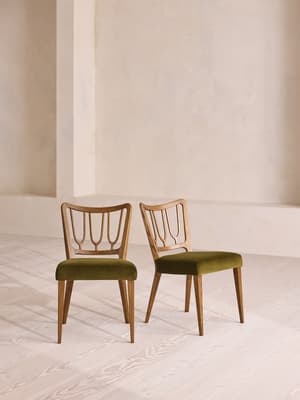 Leonie - Pair of Armless Dining Chair - Velvet - Olive - Listing Image