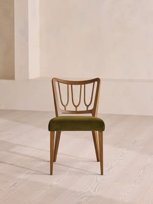 Leonie - Pair of Armless Dining Chair - Velvet - Olive - Hover Image