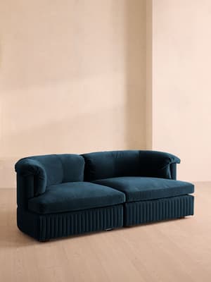 Oona Modular Sofa - Three Seater - Velvet Royal Blue UK - Hover Image