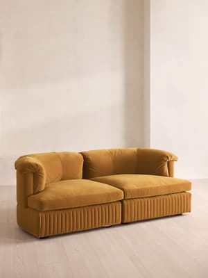 Oona Sectional Sofa - Three Seater - Velvet Mustard - US - Hover Image