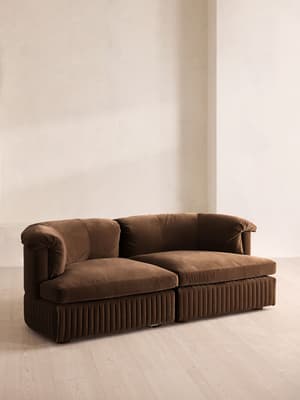 Oona Sectional Sofa - Three Seater - Velvet - Chocolate - US - Hover Image