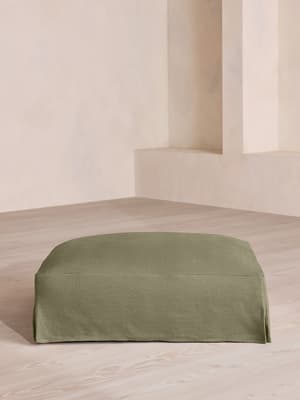 Roma Square Ottoman - Linen - Sage - US - Listing Image