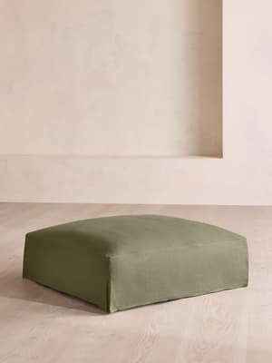 Roma Square Ottoman - Linen - Sage - US - Hover Image