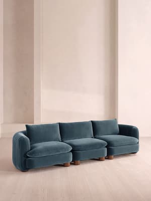 Vivienne Sectional Sofa - Four Seater - Velvet Grey Blue - US - Hover Image