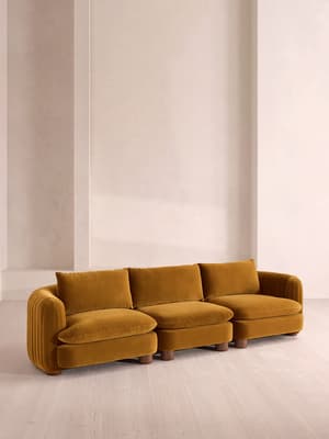 Vivienne Sectional Sofa - Four Seater - Velvet Mustard - US - Hover Image