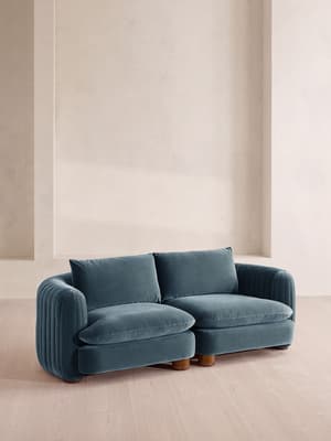 Vivienne Modular Sofa - Three Seater - Velvet Grey Blue - Hover Image
