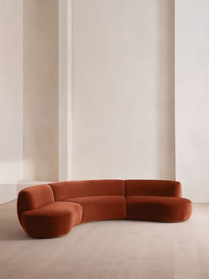 Aline Serpentine Modular Sofa - Four Seater - Rust Velvet - UK - Hover Image