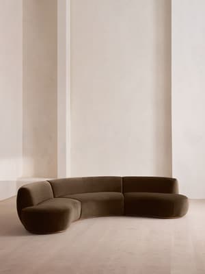 Aline Serpentine Modular Sofa - Four Seater - Chocolate Velvet - UK - Hover Image