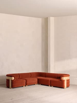 Caleb Modular Corner Sofa - Velvet - Rust - Blonde Burl - UK - Listing Image