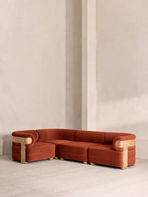 Caleb Sectional Sofa - L-Shape Sofa - Velvet - Rust - Blonde Burl - US - Listing Image