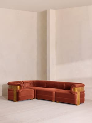 Caleb Modular L-Shape Sofa - Velvet - Rust - Dark Burl - UK - Listing Image