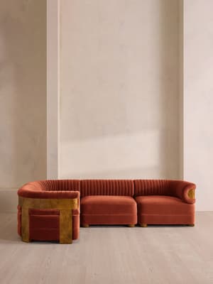 Caleb Modular L-Shape Sofa - Velvet - Rust - Dark Burl - UK - Hover Image