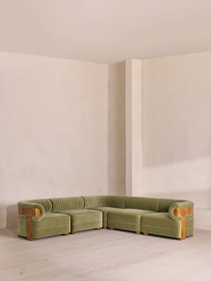 Caleb Modular Corner Sofa - Velvet - Lichen - Dark Burl - UK - Listing Image