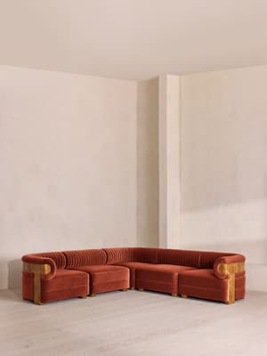 Caleb Modular Corner Sofa - Velvet - Rust - Dark Burl - UK - Listing Image