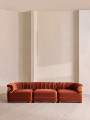 Caleb Sectional Sofa - Four Seater - Velvet - Rust - Dark Burl - US - Listing Image