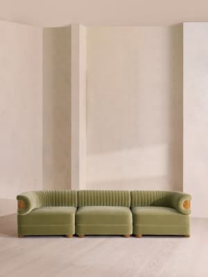 Caleb Modular Four Seater Sofa - Velvet - Lichen - Dark Burl - UK - Listing Image