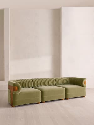 Caleb Modular Four Seater Sofa - Velvet - Lichen - Dark Burl - UK - Hover Image