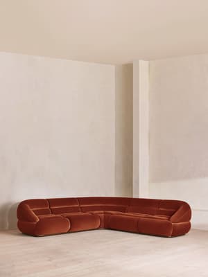 Edison Modular Sofa - Corner Sofa - Velvet - Rust UK - Listing Image