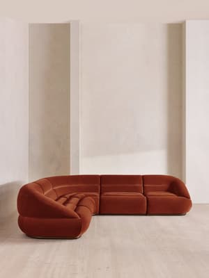 Edison Modular Sofa - Corner Sofa - Velvet - Rust UK - Hover Image