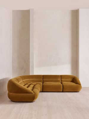 Edison Modular Sofa - Corner Sofa - Velvet - Mustard UK - Hover Image