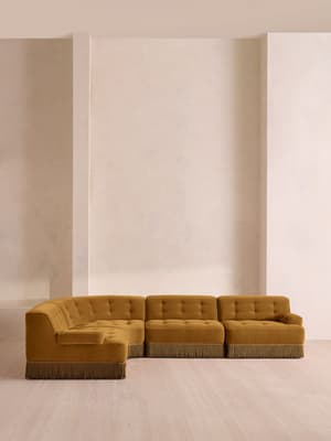 Elowen Modular Sofa - L-Shape Sofa - Velvet - Mustard UK - Hover Image