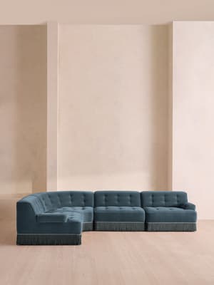 Elowen Modular Sofa - L-Shape Sofa - Velvet - Grey Blue UK - Hover Image