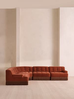 Elowen Sectional Sofa - L-Shape Sofa - Velvet - Rust US - Hover Image