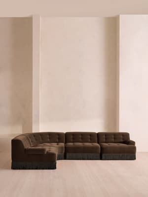 Elowen Modular Sofa - L-Shape Sofa - Velvet - Chocolate UK - Hover Image