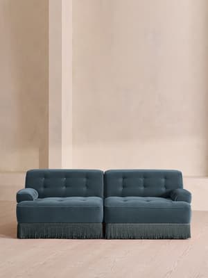 Elowen Sectional Sofa - Three Seater - Velvet - Grey Blue US - Listing Image