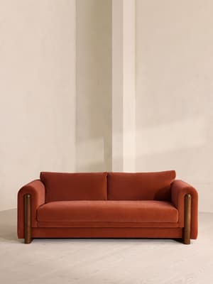 Farrell Three Seater Sofa - Velvet - Rust - Listing Image
