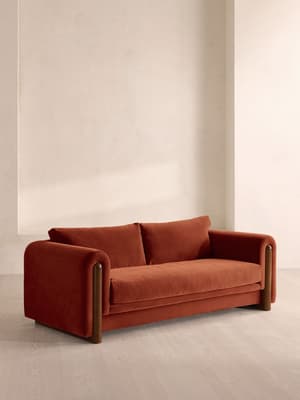 Farrell Three Seater Sofa - Velvet - Rust - Hover Image