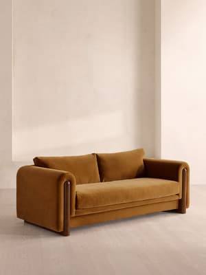 Farrell Three Seater Sofa - Velvet - Mustard - Hover Image