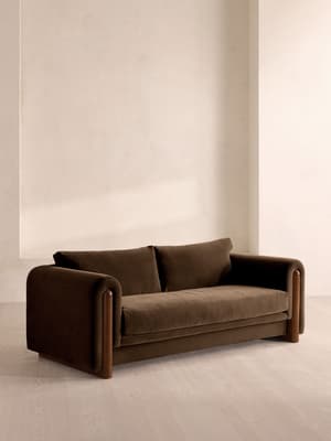 Farrell Three Seater Sofa - Velvet - Chocolate - Hover Image