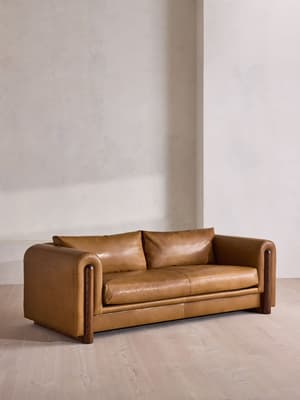 Farrell Three Seater Sofa - Leather - Chestnut - UK - Hover Image