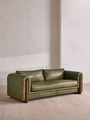 Farrell Three Seater Sofa - Leather - Moss - UK - Hover Image