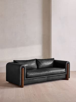 Farrell Three Seater Sofa - Leather - Black - UK - Hover Image
