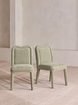 Pair of Keira Dining Chair - Linen Chenille - Sage - UK - Listing Image