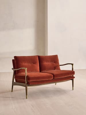 Theodore Two Seater Sofa - Velvet - Rust - US - Hover Image