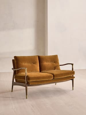 Theodore Two Seater Sofa - Velvet - Mustard - US - Listing Image