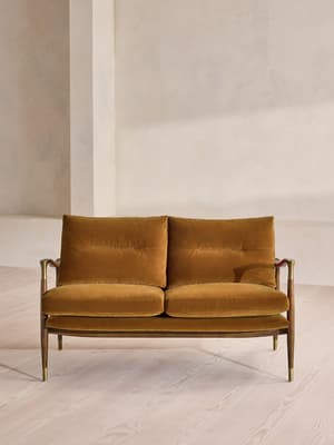 Theodore Two Seater Sofa - Velvet - Mustard - US - Hover Image
