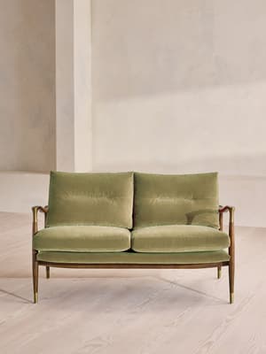 Theodore Two Seater Sofa - Velvet - Lichen - UK - Hover Image