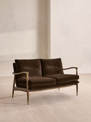 Theodore Two Seater Sofa - Velvet - Chocolate - UK - Listing Image