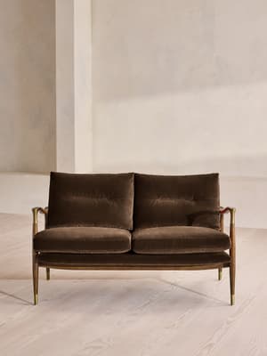 Theodore Two Seater Sofa - Velvet - Chocolate - UK - Hover Image