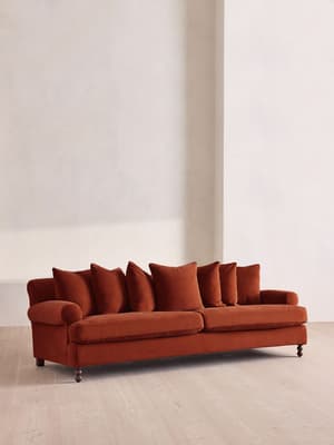 Audrey Four Seater Sofa - Velvet - Rust - US - Hover Image