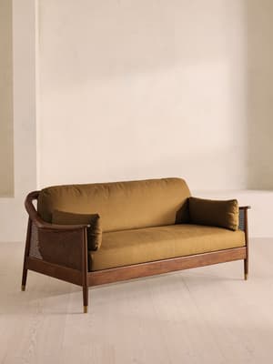 Atlanta Three Seater Sofa - Linen - Ochre - US - Hover Image