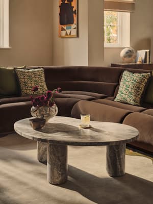 Tisbury Oval Coffee Table - Terra Bianca Marble - Listing Image