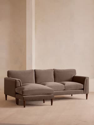 Reya Chaise-end Sofa - Velvet - Taupe - Hover Image