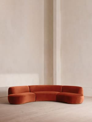 Aline Serpentine Modular Sofa - Four Seater - Rust Velvet - UK - Listing Image